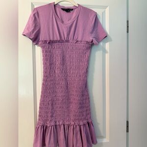 Veronica Beard Lilac Mini Dress with Ruffle Hem